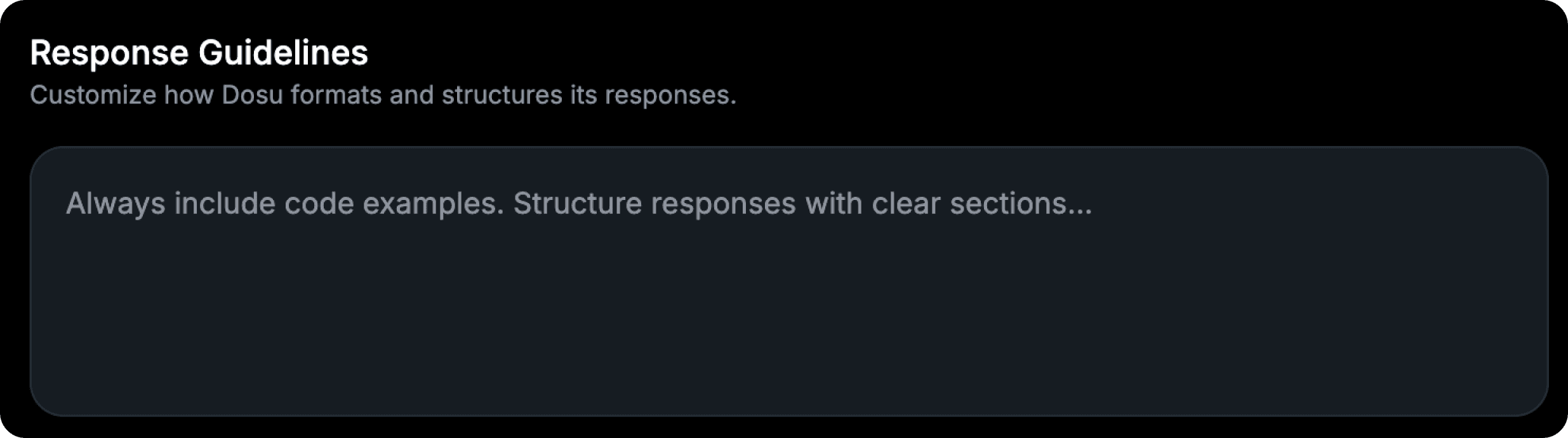 The settings page for Response Guidelines.