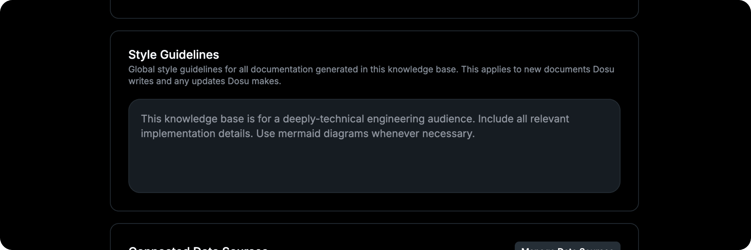 The settings box for Style Guidelines