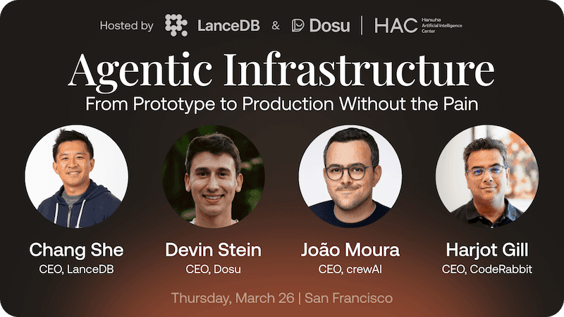 Event poster for 'Agentic Infrastructure: From prototype to production without the pain'