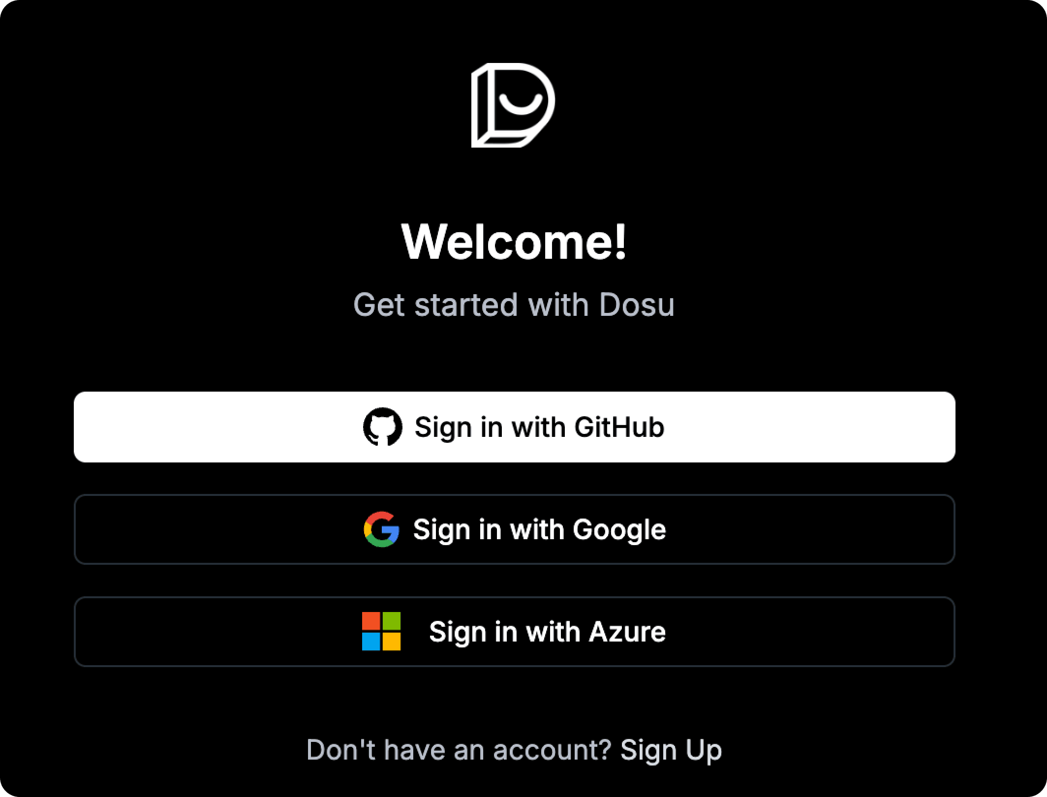 The login screen showing the new Google and Azure sign-in options